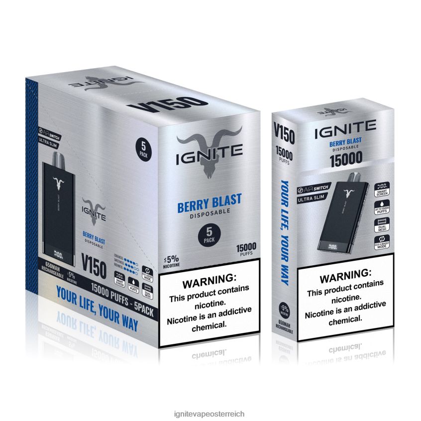 Best IGNITE Flavors - IGNITE V150 Vape Pen 5er-Pack 02LT0010 Beerenexplosion