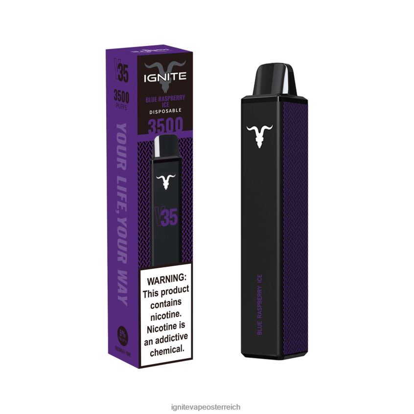 IGNITE Vape Österreich - IGNITE V35 Vape-Stift 02LT00131 blaues Himbeereis