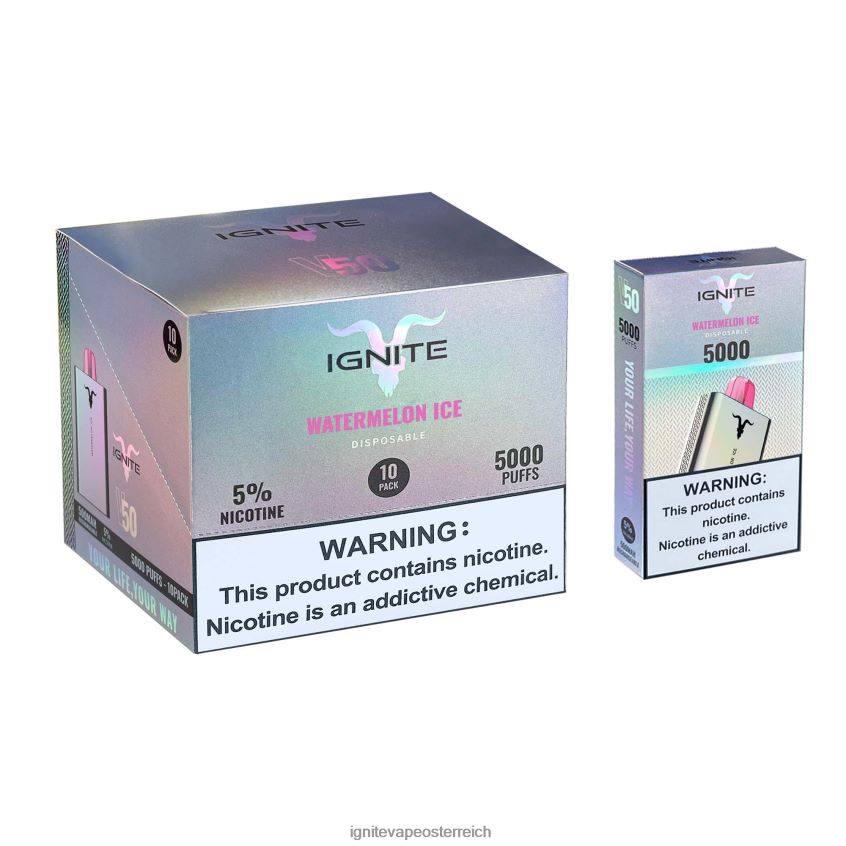 IGNITE Vape Österreich - IGNITE V50 Vape Pen 10er-Pack 02LT00151 Wassermeloneneis