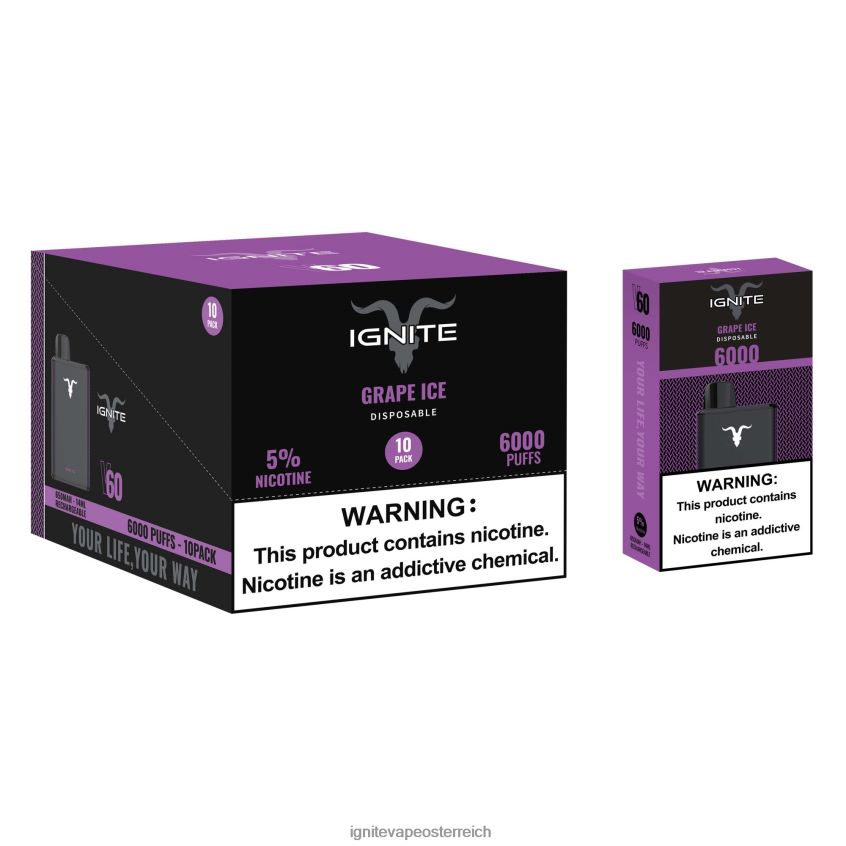 IGNITE Store - IGNITE V60 Vape Pen 10er-Pack 02LT0018 Traubeneis