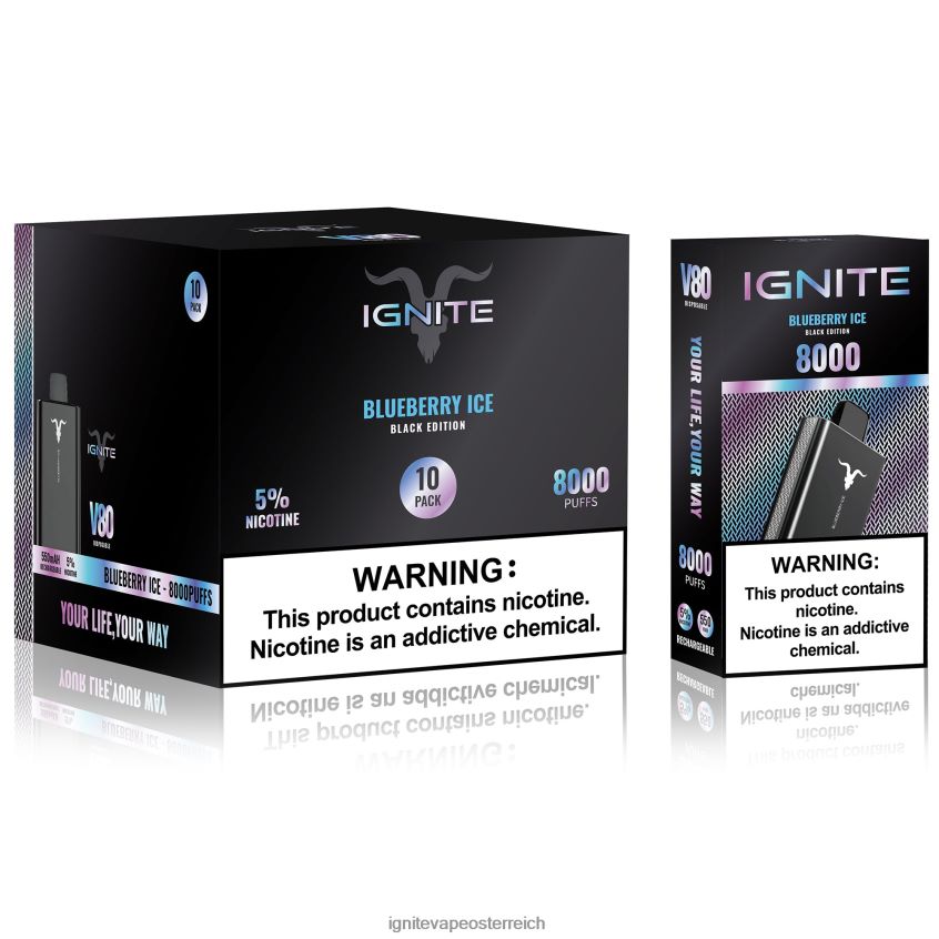 IGNITE Austria - IGNITE V80 Vape Pen 10er-Pack 02LT0054 Blaubeereis